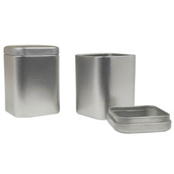 Kräuterdosen: quadratische Stülpdeckeldose aus Weißblech 57x57x82 mm für Gewürze