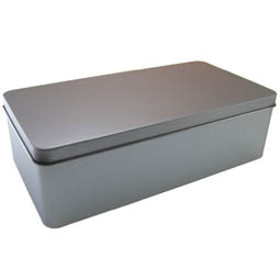 Blechdosen: rechteckige Blechverpackung - rechteckige Stülpdeckeldose aus Weißblech.