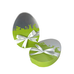 Weissblechdosen: Osterwelt grün flaches Ei; Artikel 5016