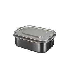 Wurstdosen: Lunchbox aus Edelstahl mit verschließbarem Deckel.
