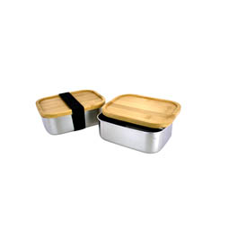 Obdélníkové plechovky: Edelstahl Lunchbox Bambus