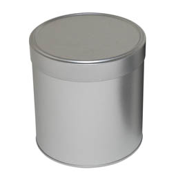 Mehldosen: runde Dose aus elektrolytischem Weißblech mit Stülpdeckel, für Lebkuchen, Gebäck und Süßigkeiten.