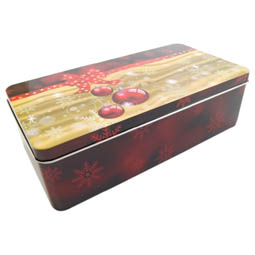 Rectangular tins: Red X-mas ball Stollentin, Art. 7005