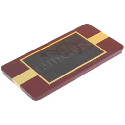 Gutscheinverpackungen: Chocolate Box Gutschein, rot; Scharnierdeckeldose, rot, bedruckt mit Gutschein-Motiv, aus Weißblech.
