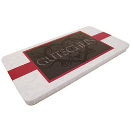 Werbeverpackungen: Chocolate Box Gutschein; Scharnierdeckeldose, weiß, bedruckt mit Gutschein-Motiv, aus Weißblech.