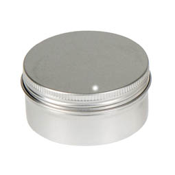 Schraubdeckeldosen: Dose, 80ml, aus Aluminium mit Schraubdeckel; runde Schraubdeckeldose, blank, mit Schutzlack.