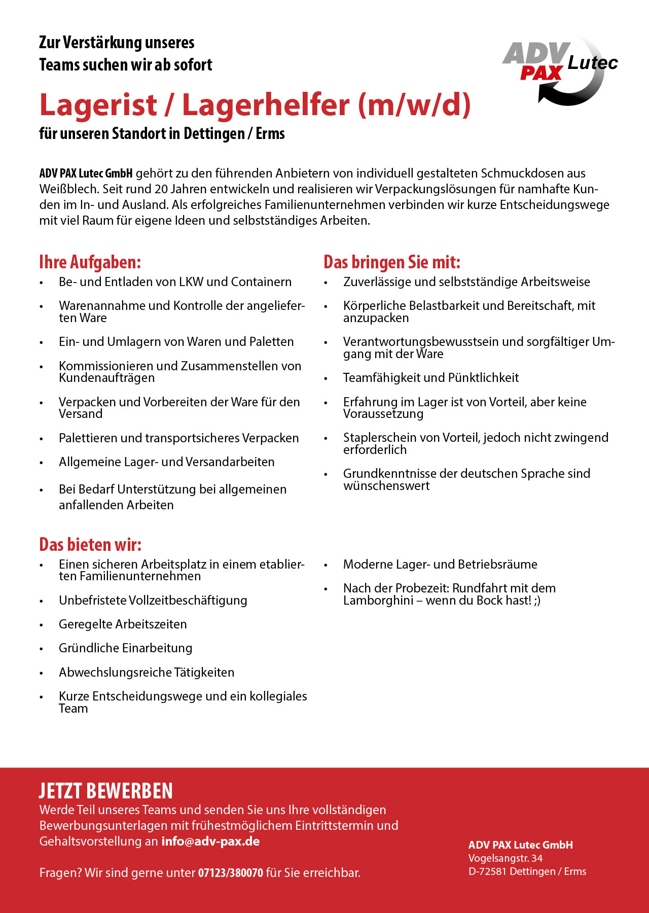 Jobs bei ADV Pax