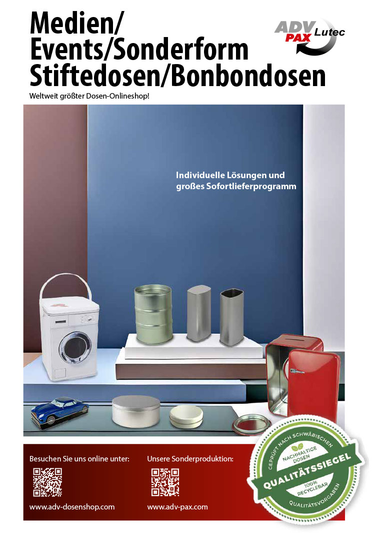 Medien/Events/Sonderform, Stiftedosen/Bonbondosen Katalog downloaden