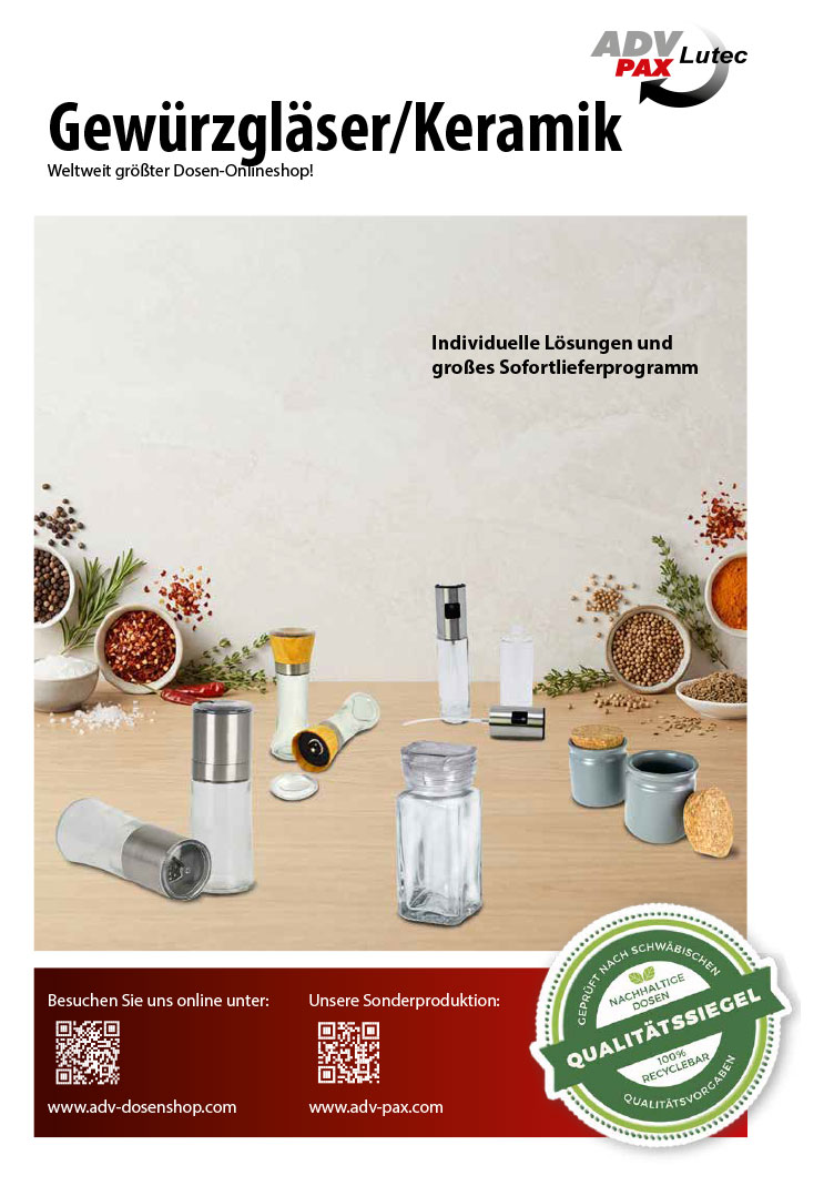 Gewürzgläser, Keramik Katalog downloaden