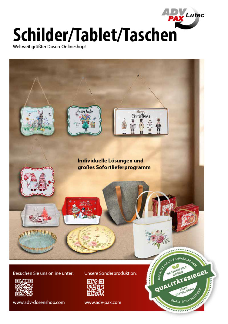 Schilder, Tablets und Taschen Katalog downloaden
