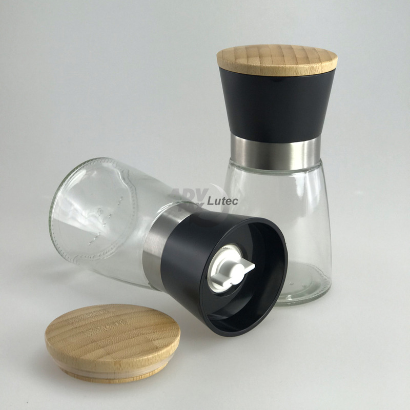 Gewürzmühle Keramikmühle mit Bambusdeckel 140 ml