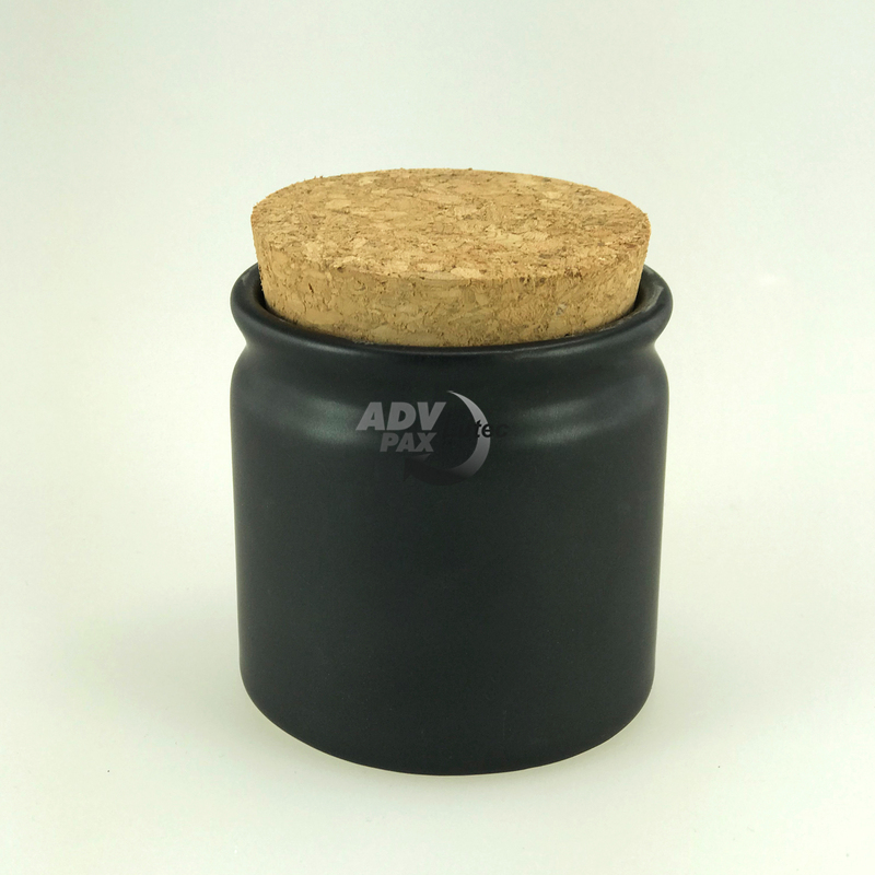 Spices in ceramic Ceramic jar with cork black