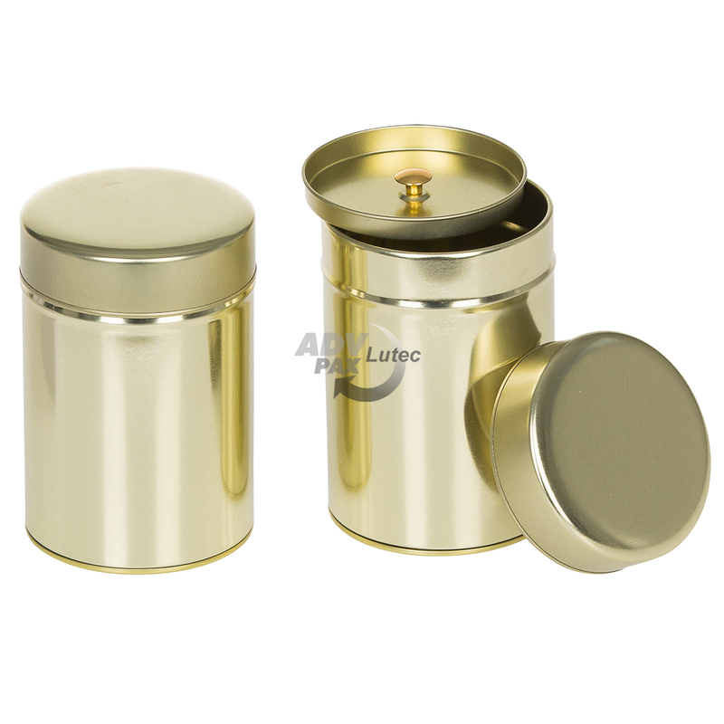 Teedose gold double lid tin