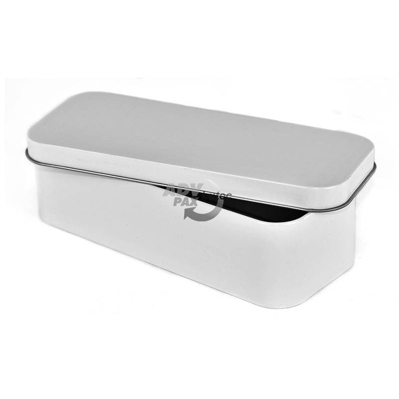 white rectangular tin