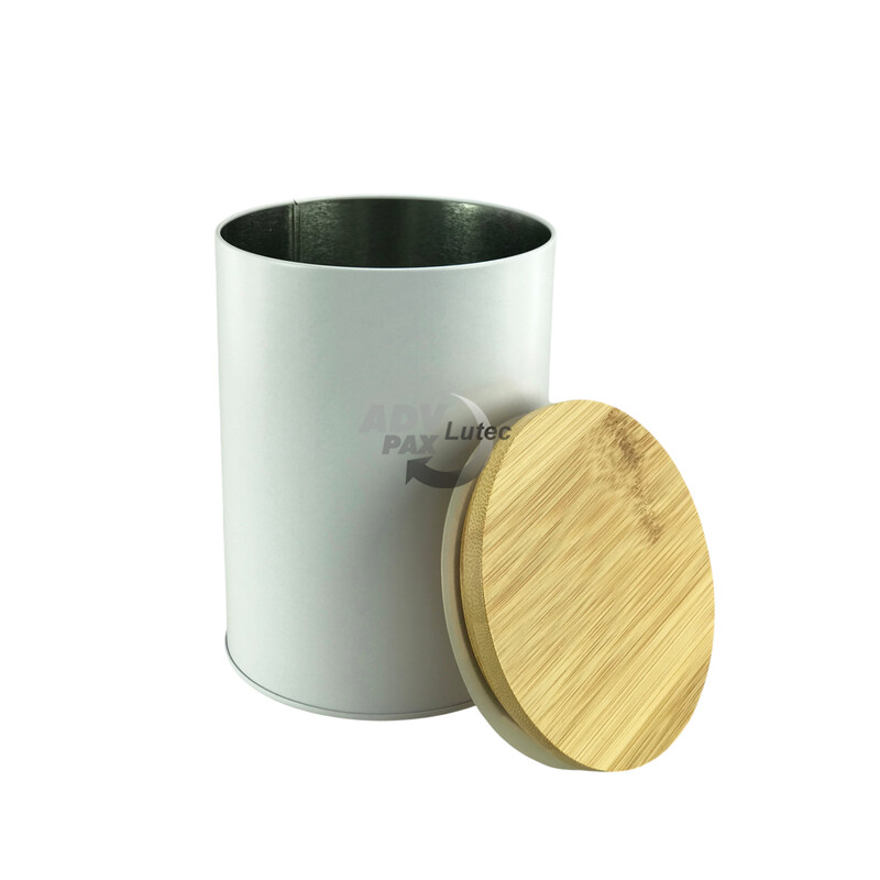Runde Dose mit Bambusdeckel Bambusdeckeldose white