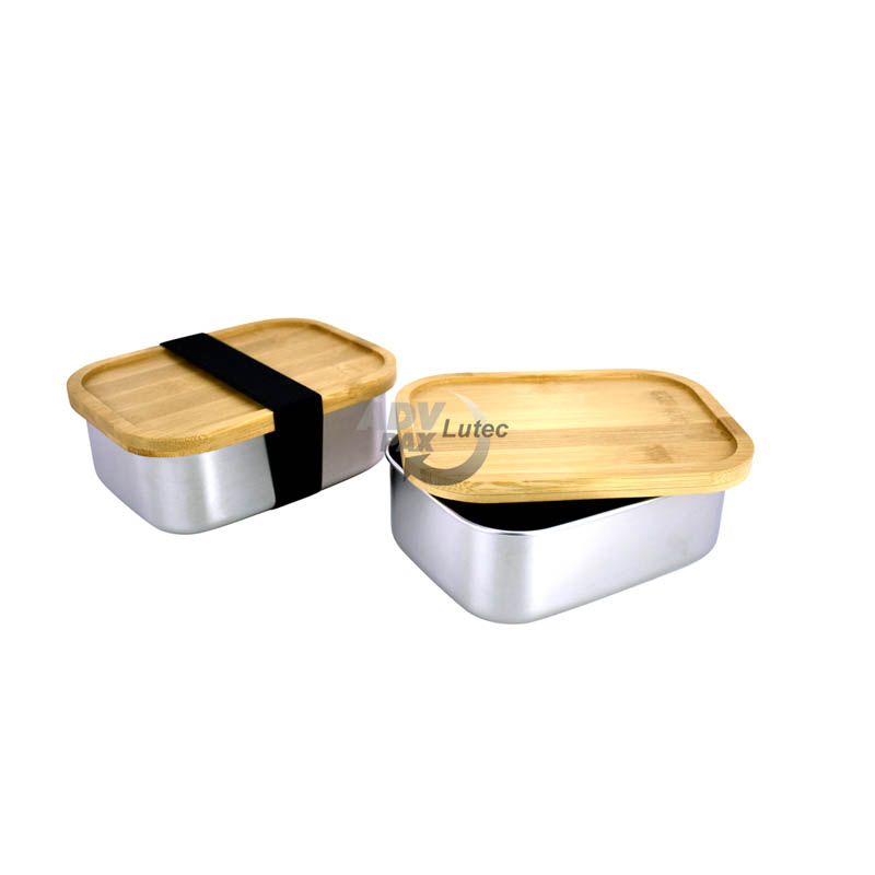 Brotdosen Edelstahl Lunchbox Bambus