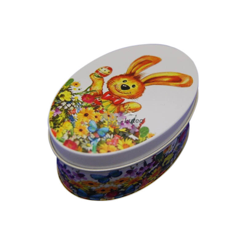 Rabbit Flower oval Tin