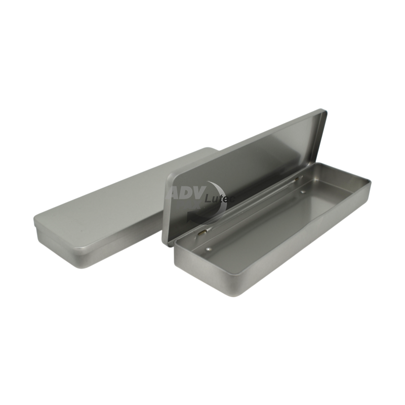 Rechteckige Scharnierdeckeldose Metalldose Etui Dose silbermatt