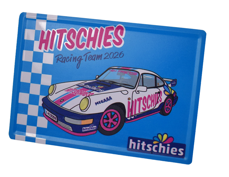 Hitschies Blechschild „Racing Team 2026“ – hochwertiger Digitaldruck auf elektrolytischem Weißblech