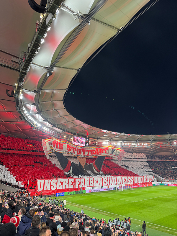 Choreografie der Fans von VfB Stuttgart während des Europa-League-Spiels gegen Young Boys Bern am 29. Januar 2026 in der MHPArena Stuttgart