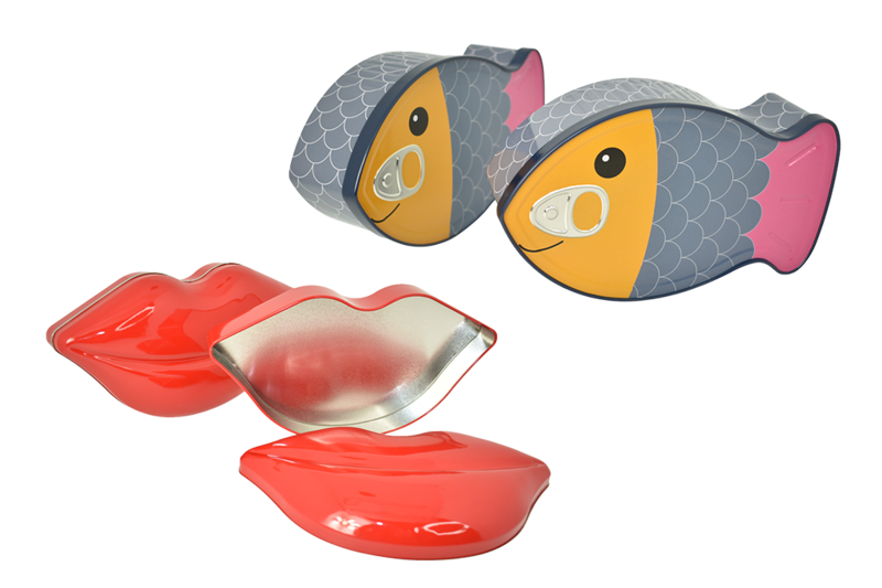 Kreative Metalldosen in Fisch- und Lippenform – außergewöhnliche Blechverpackungen für Geschenkideen und Promotion-Aktionen