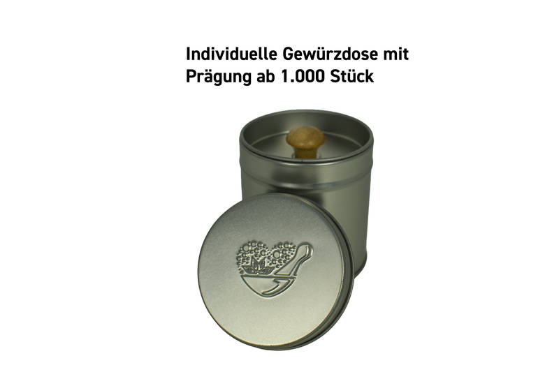 Individuelle Gewürzdose mit Prägung