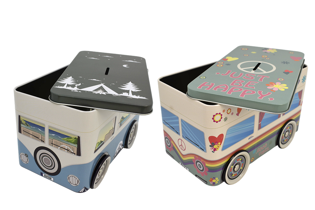 Kreative Metalldosen in Busform im Retro-Design für Reise, Tourismus, Geschenkartikel und Promotion-Aktionen