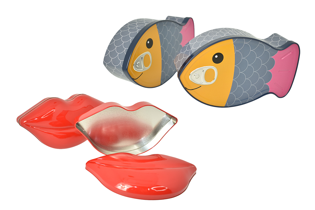 Kreative Metalldosen in Fisch- und Lippenform – außergewöhnliche Blechverpackungen für Geschenkideen und Promotion-Aktionen