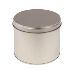 Schraubendosen: Runde Mini-Dose - Klassiker - runde Mini-Stülpdeckeldose, blank, aus Weißblech.