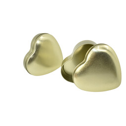 Themen: Herzdose goldfarben; Stülpdeckeldose in Herzform goldfarbener Schutzlack.