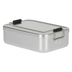 Aufschnittdosen: Lunchbox aus Aluminium mit verschließbarem Deckel.