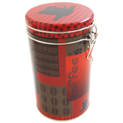 Dose für Kaffee, ca.1 Pfund; runde Bügelverschlussdose, Nostalgic Coffee Design, aus Weißblech.