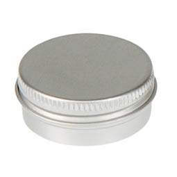 Dose, 15 ml, aus Aluminium mit Schraubdeckel; runde Schraubdeckeldose, blank, mit Schutzlack.