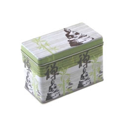 Spirit Teebox, Dose für Tee; rechteckige Stülpdeckeldose, bedruckt mit Spirit-Motiv, aus Weißblech.