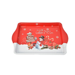 Rechteckige Dosen: Tray/Blechteller,Weihnachten, Merry Christmas, snowman